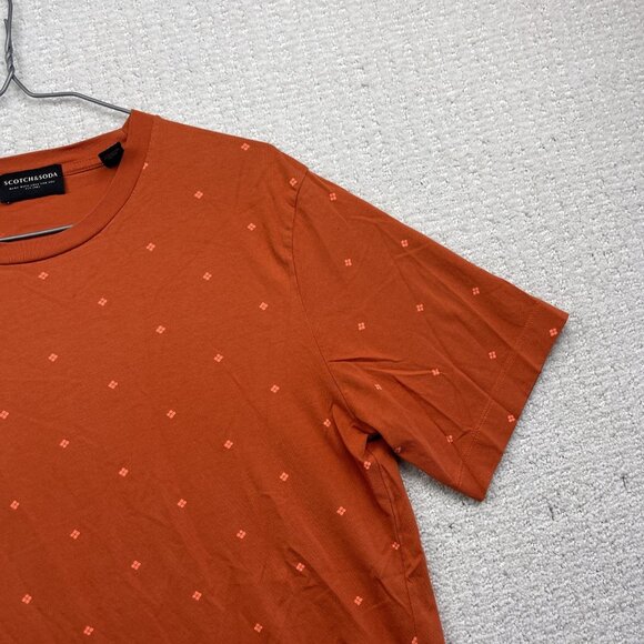 Scotch and Soda Amsterdam Men's T Shirt Sz M Short Sleeve Orange Geometric AOP - Picture 3 of 12